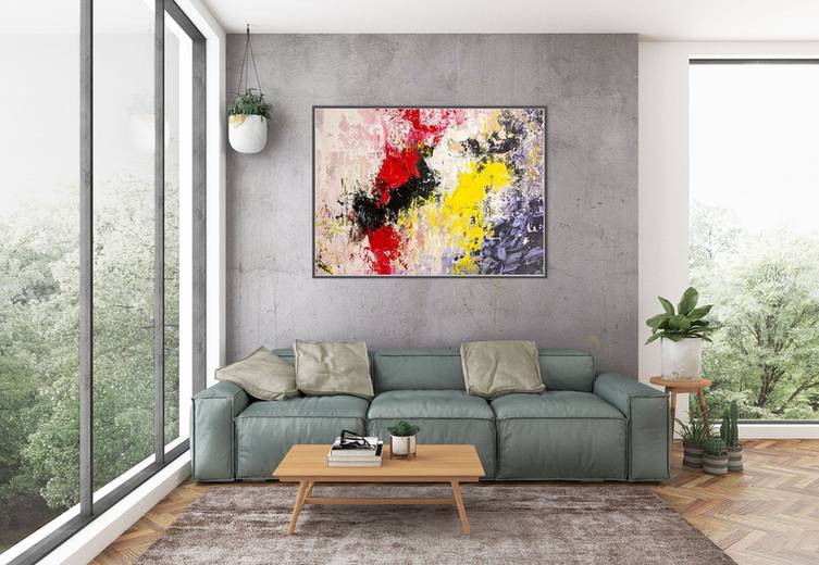 You Original Knife Living Yellow Abstract Canvas Artwork X60AG